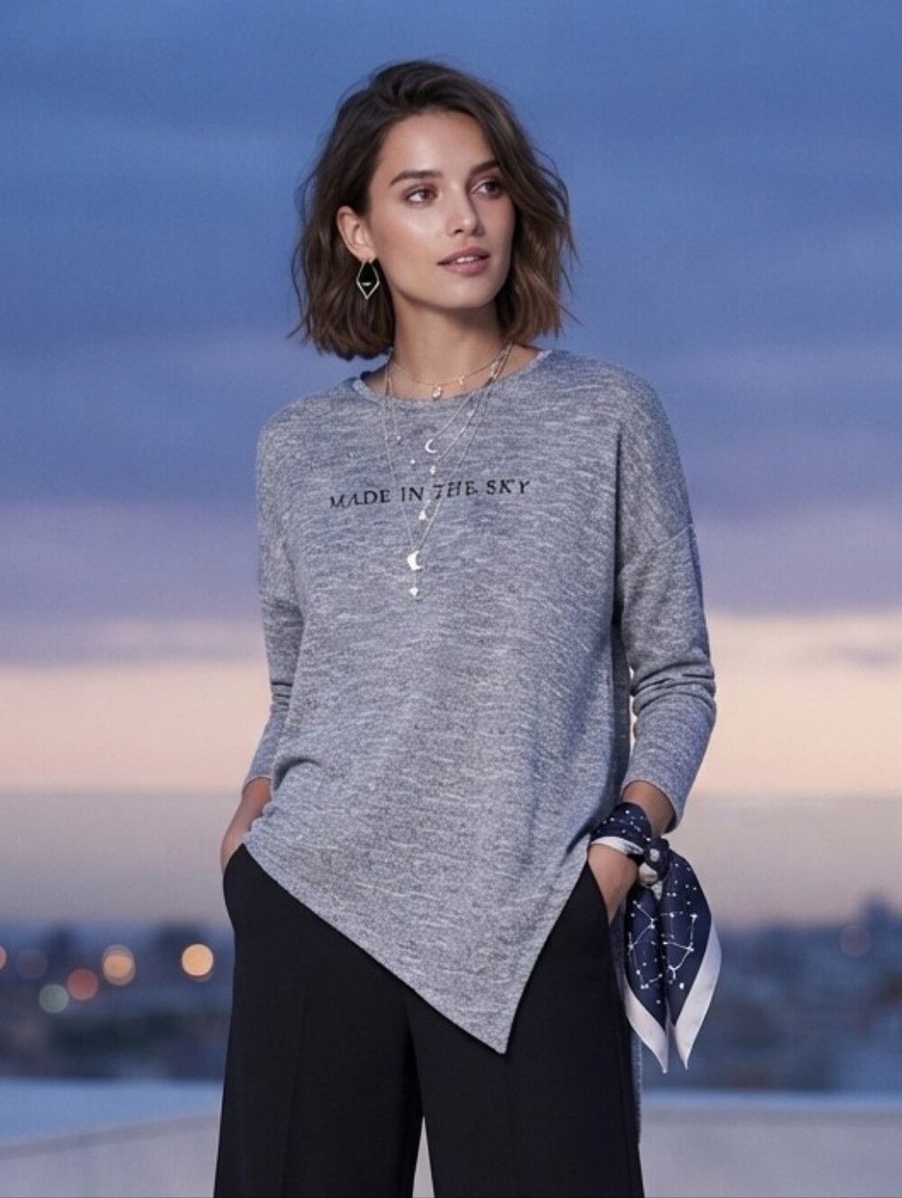 NWT Bershka M Y2K Whimsigoth Celestial Boho Asymmetrical Metallic Loose Sweater